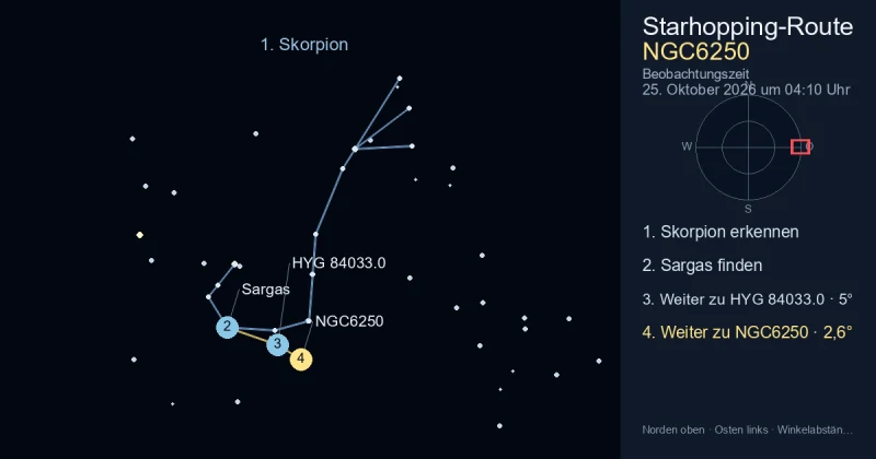 So findest du NGC6250 mithilfe von Skorpion