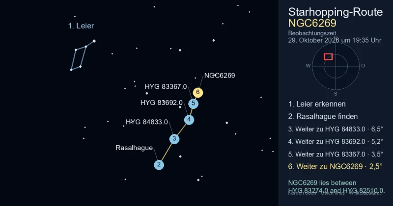 So findest du NGC6269 mithilfe von Leier