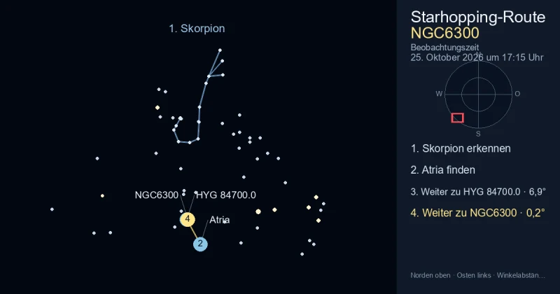 So findest du NGC6300 mithilfe von Skorpion