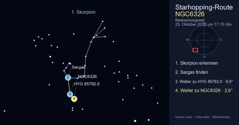 So findest du NGC6326 mithilfe von Skorpion