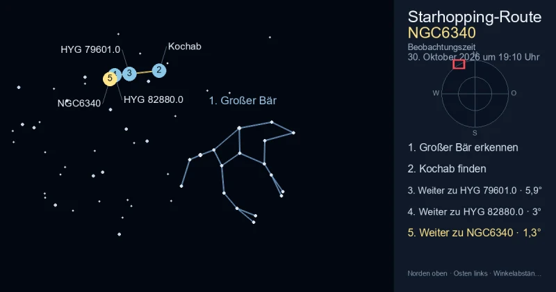 So findest du NGC6340 mithilfe von Großer Bär