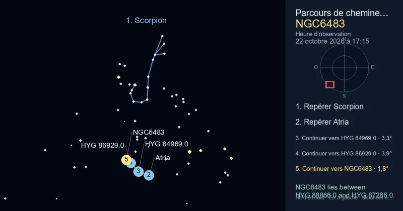 Comment trouver NGC6483 avec Scorpion