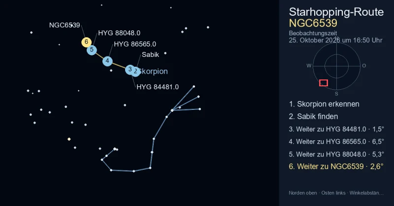 So findest du NGC6539 mithilfe von Skorpion