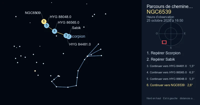 Comment trouver NGC6539 avec Scorpion