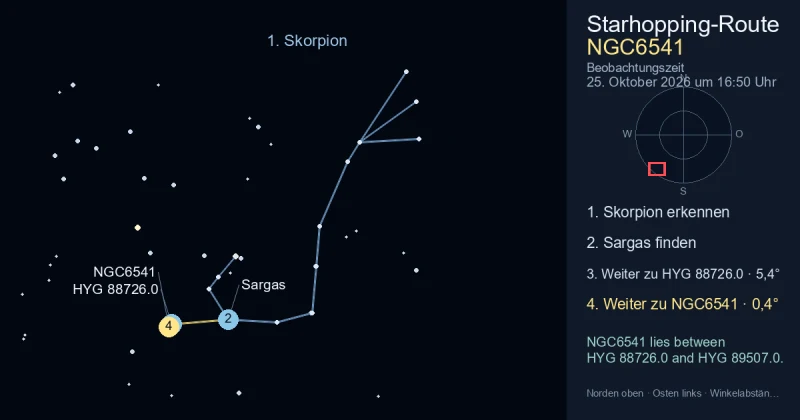 So findest du NGC6541 mithilfe von Skorpion