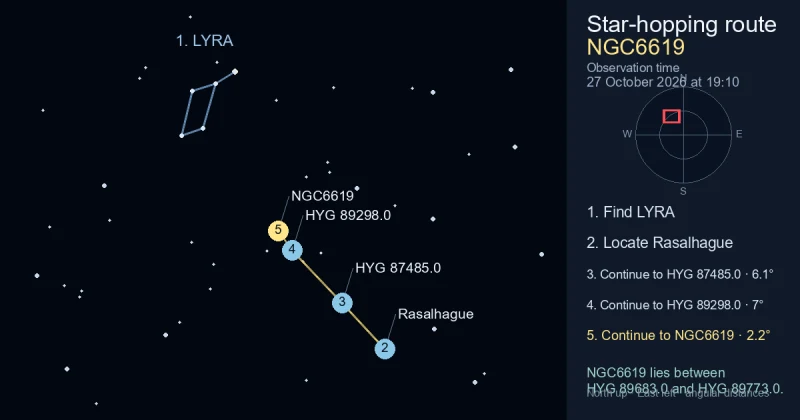 How to find NGC6619 using LYRA — Sky Tonight