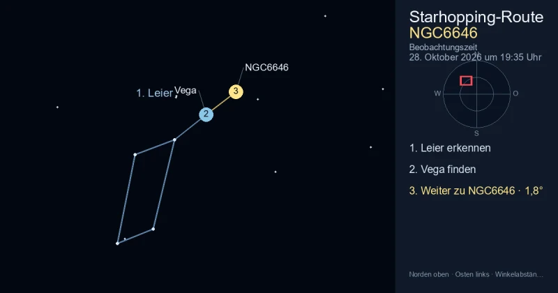 So findest du NGC6646 mithilfe von Leier