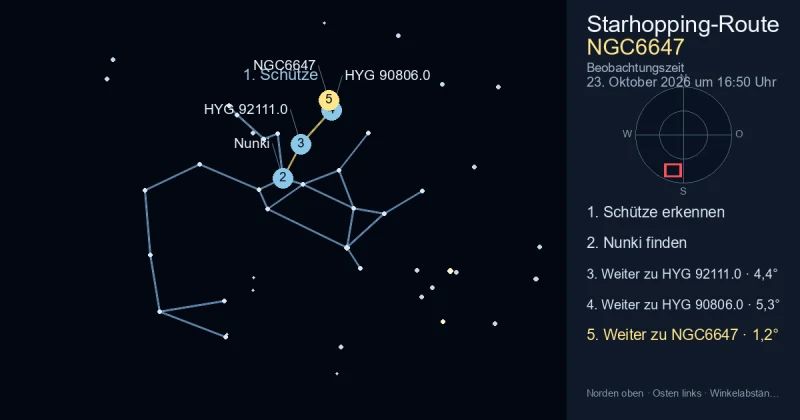 So findest du NGC6647 mithilfe von Schütze