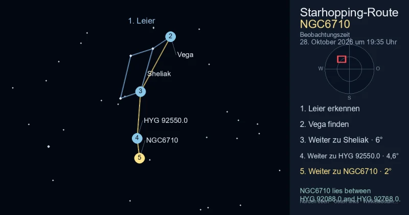 So findest du NGC6710 mithilfe von Leier