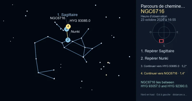 Comment trouver NGC6716 avec Sagittaire