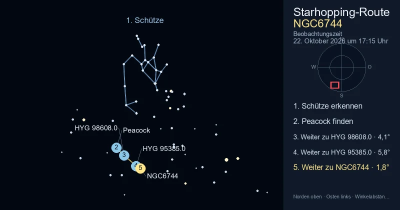 So findest du NGC6744 mithilfe von Schütze