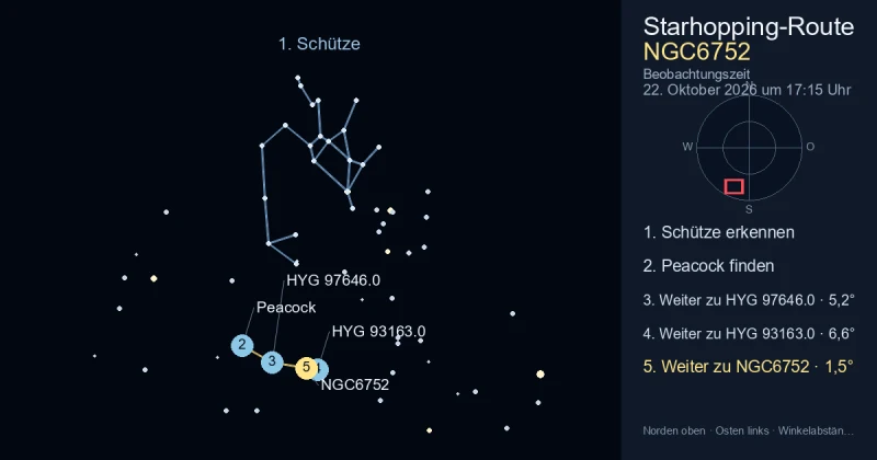 So findest du NGC6752 mithilfe von Schütze