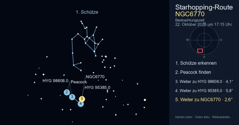 So findest du NGC6770 mithilfe von Schütze
