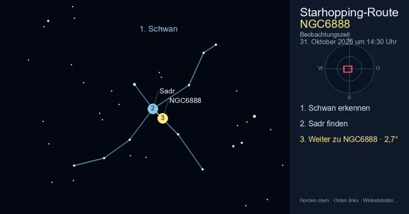 So findest du NGC6888 mithilfe von Schwan