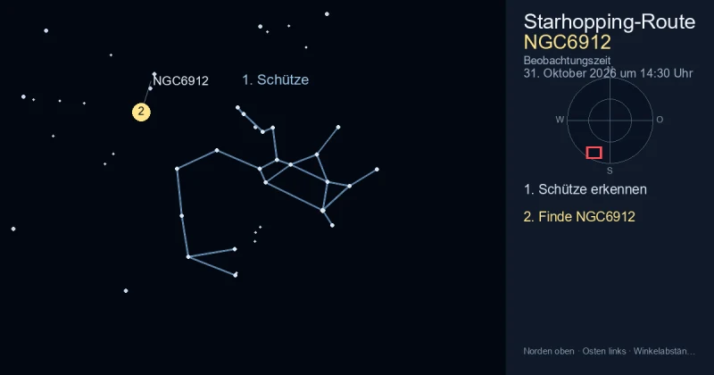 So findest du NGC6912 mithilfe von Schütze