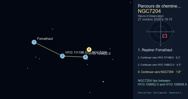 Trouver NGC7204 depuis Fomalhaut