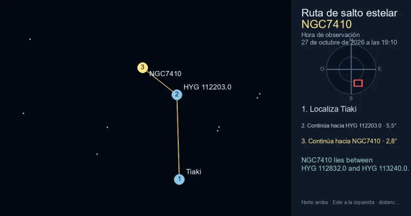 Cómo encontrar NGC7410 desde Tiaki