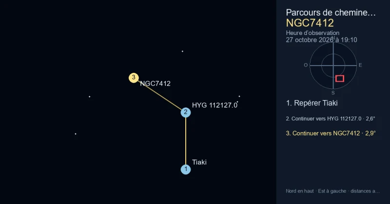 Trouver NGC7412 depuis Tiaki