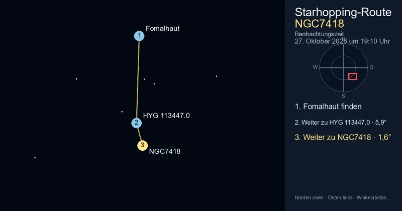 NGC7418 von Fomalhaut aus finden