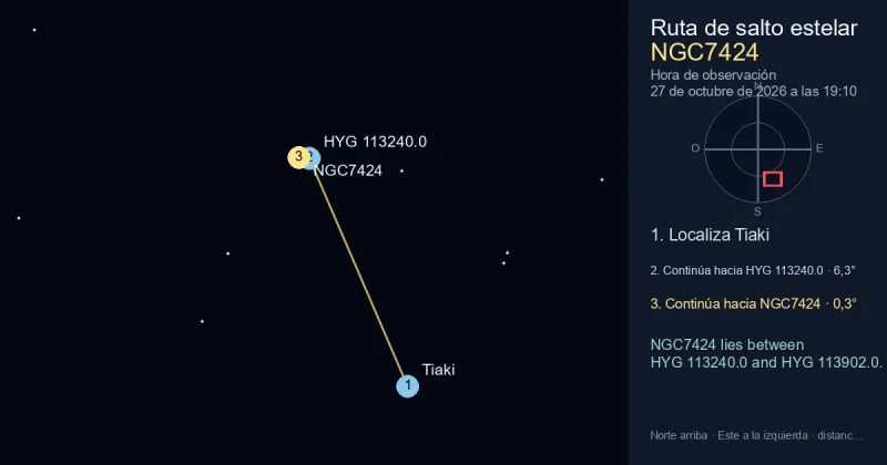 Cómo encontrar NGC7424 desde Tiaki