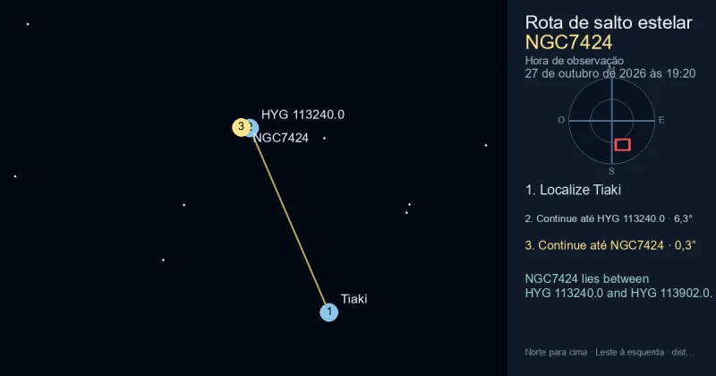 Como encontrar NGC7424 a partir de Tiaki
