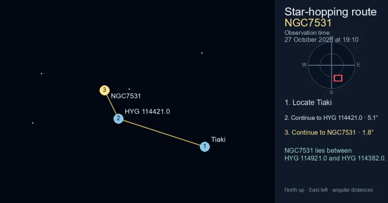 How to find NGC7531 from Tiaki