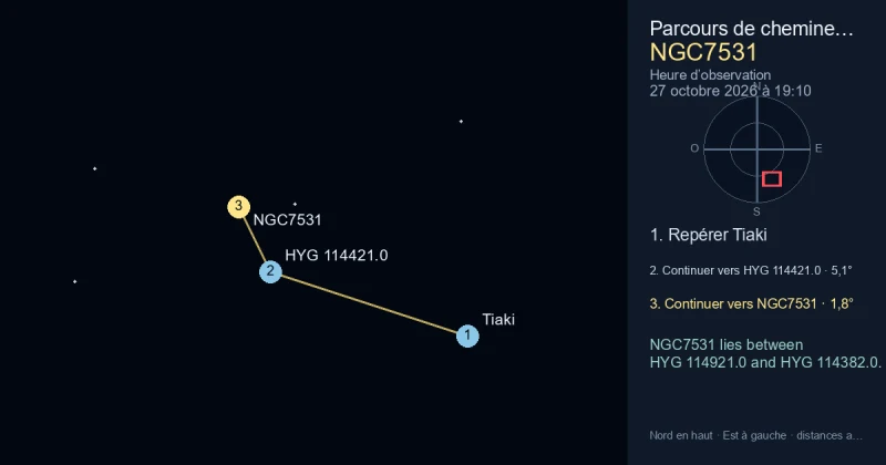 Trouver NGC7531 depuis Tiaki