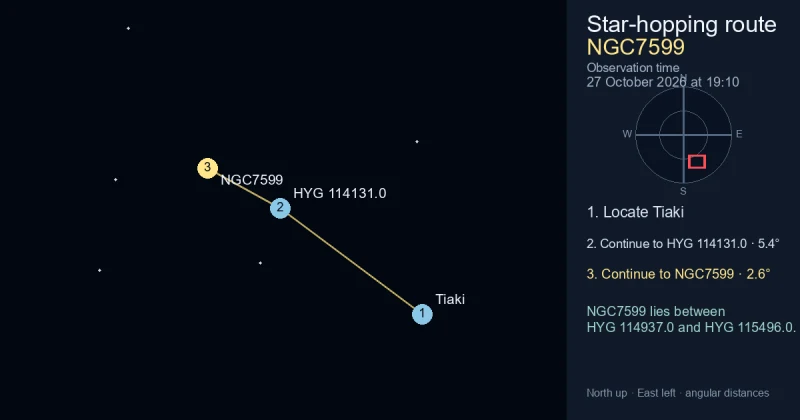 How to find NGC7599 from Tiaki