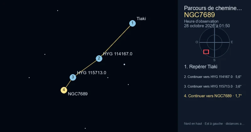 Trouver NGC7689 depuis Tiaki