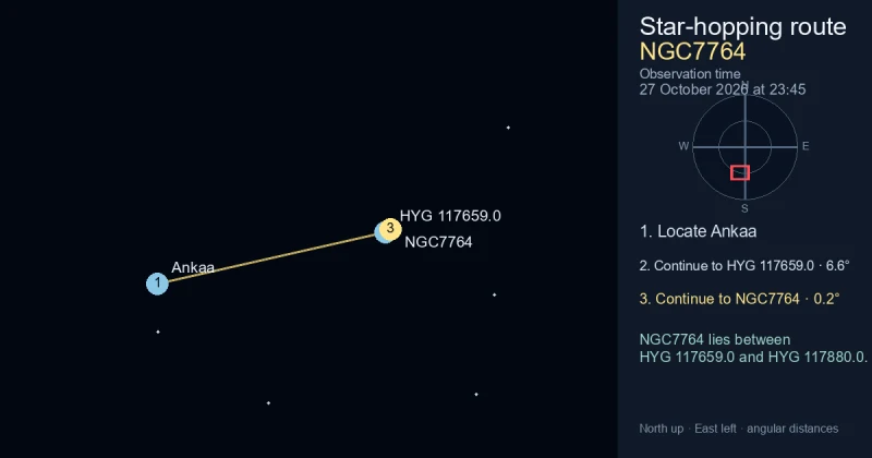 How to find NGC7764 from Ankaa