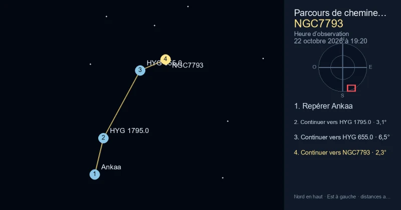 Trouver NGC7793 depuis Ankaa