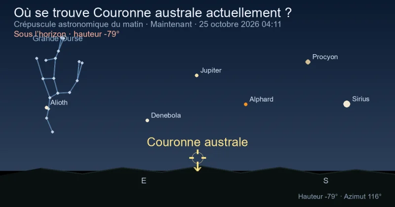 Où se trouve Corona Australis actuellement ?