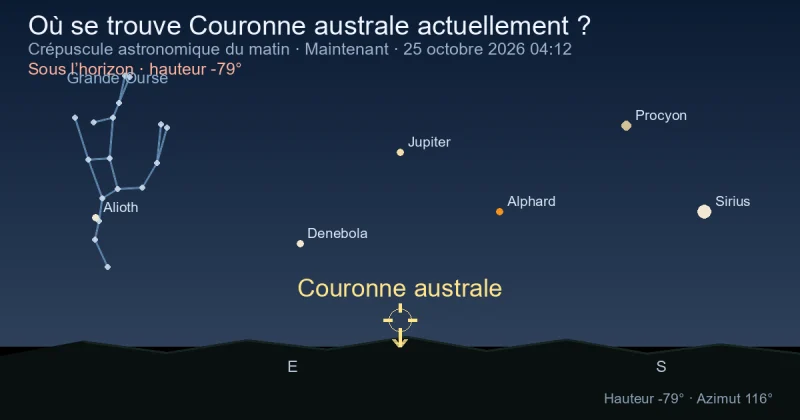 Où se trouve Corona Australis actuellement ?