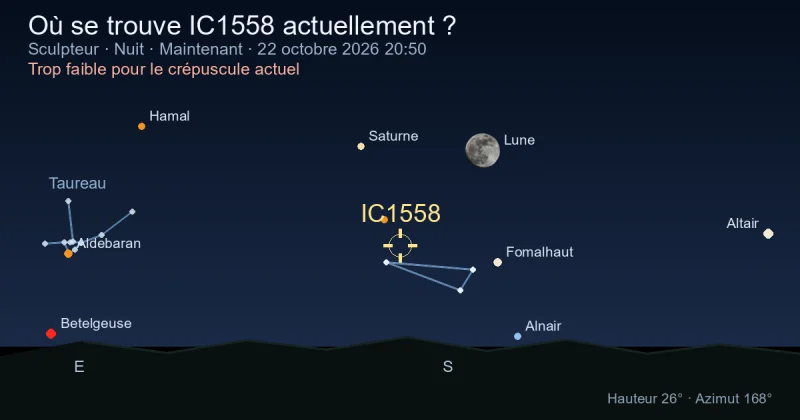 Où se trouve IC1558 actuellement ?