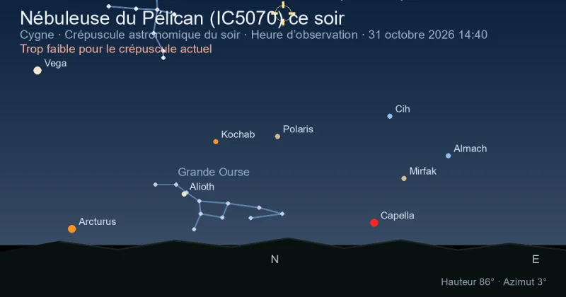 Nébuleuse du Pélican (IC5070) ce soir