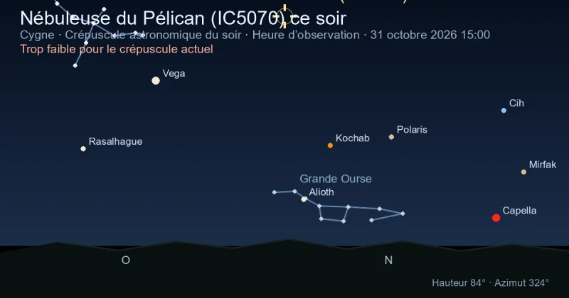 Nébuleuse du Pélican (IC5070) ce soir