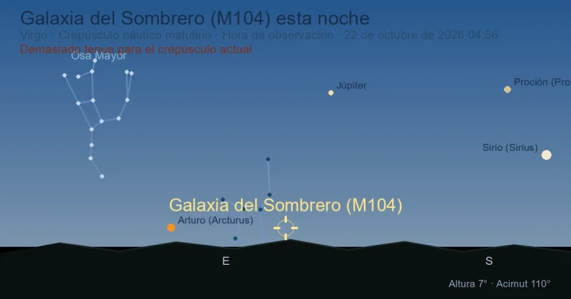 Galaxia del Sombrero (M104) esta noche