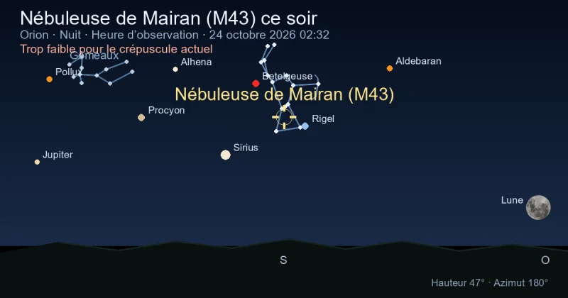 Nébuleuse de Mairan (M43) ce soir