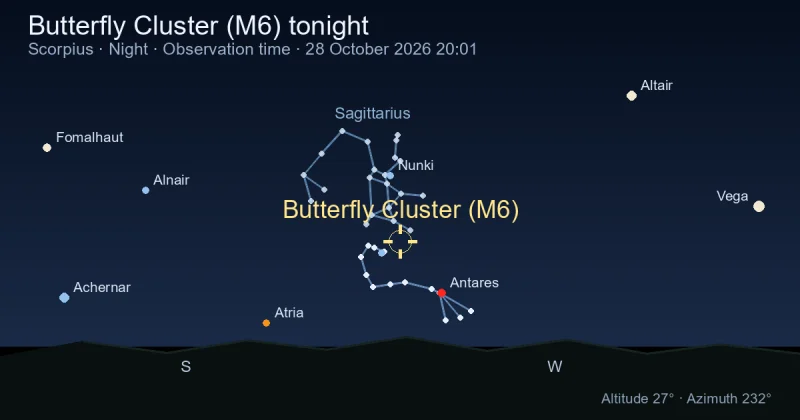 Butterfly Cluster (M6) tonight
