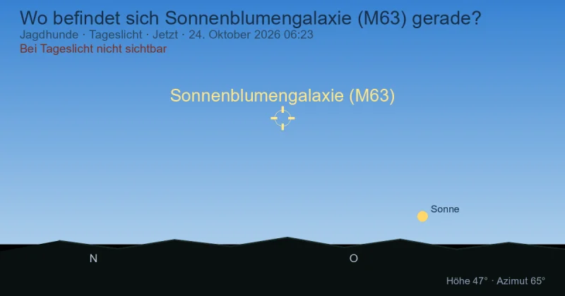 Wo befindet sich Sonnenblumengalaxie (M63) gerade?