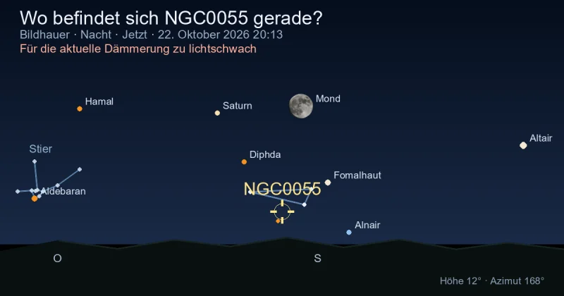 Wo befindet sich NGC0055 gerade?
