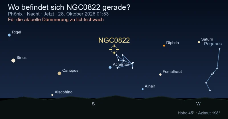 Wo befindet sich NGC0822 gerade?