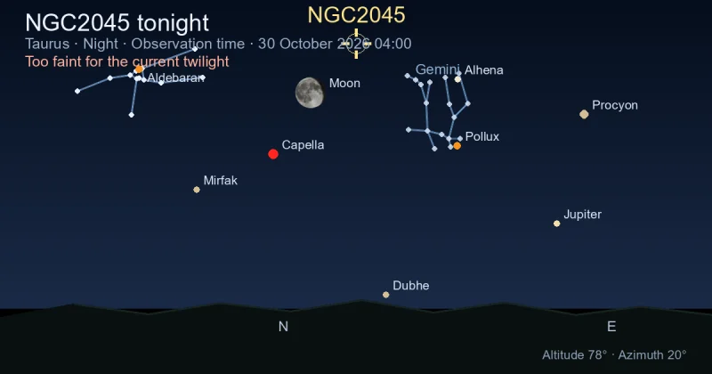 Where Is NGC2045 Right Now? Live Sky Position and Night Path