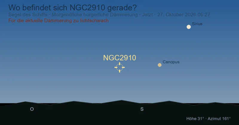 Wo befindet sich NGC2910 gerade?
