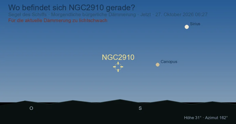 Wo befindet sich NGC2910 gerade?
