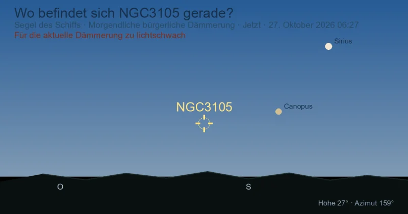 Wo befindet sich NGC3105 gerade?