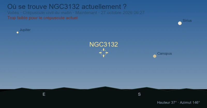 Où se trouve NGC3132 actuellement ?