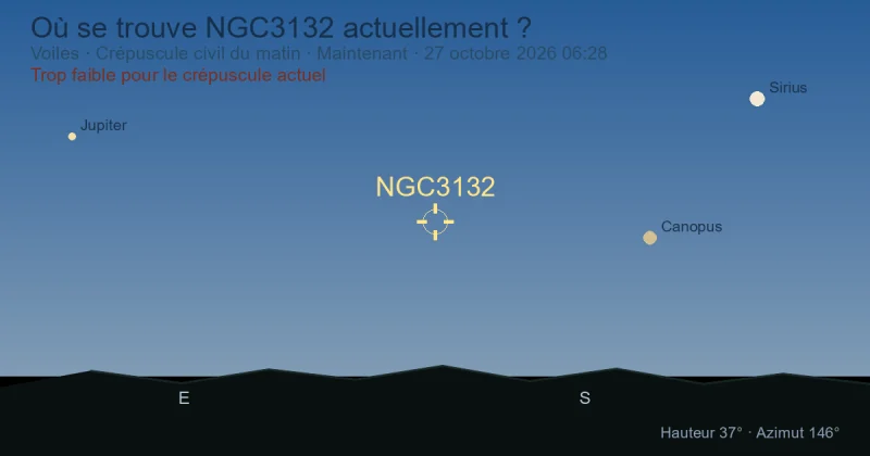 Où se trouve NGC3132 actuellement ?
