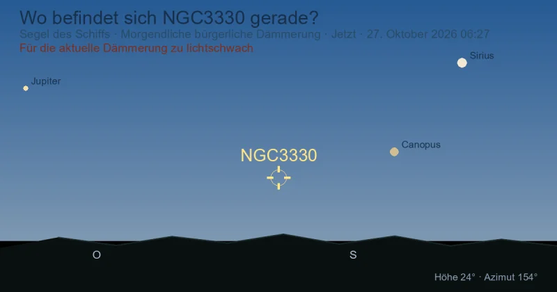 Wo befindet sich NGC3330 gerade?