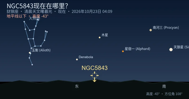 NGC5843现在在哪里？